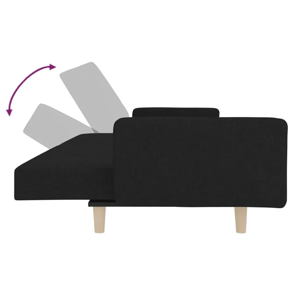 2-Seater Sofa Bed with Two Pillows Black Fabric Price
