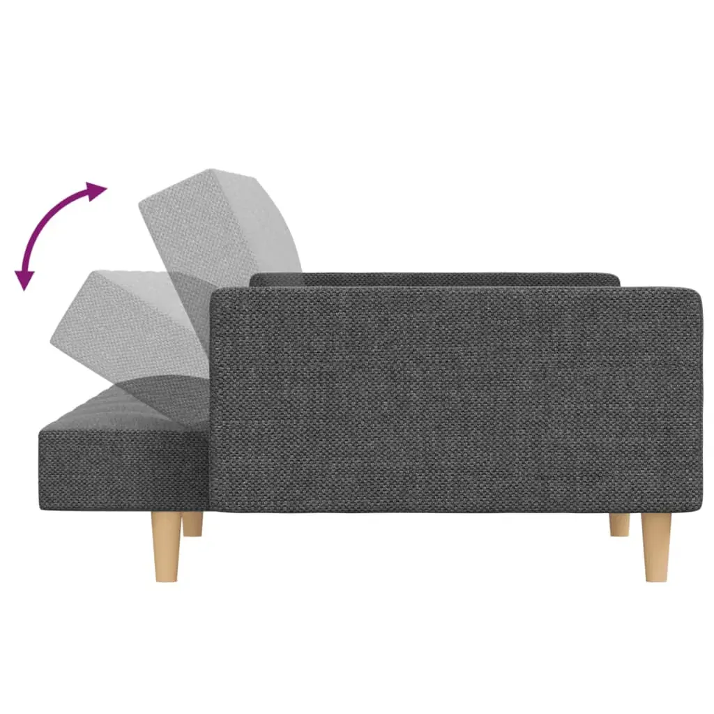 2-Seater Sofa Bed with Two Pillows Light Grey Fabric Price