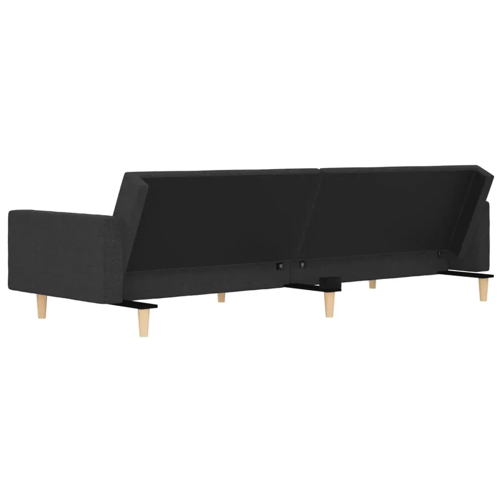 2-Seater Sofa Bed with Two Pillows Dark Grey Fabric Price