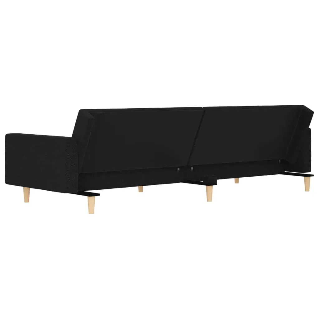2-Seater Sofa Bed with Two Pillows Black Fabric Price