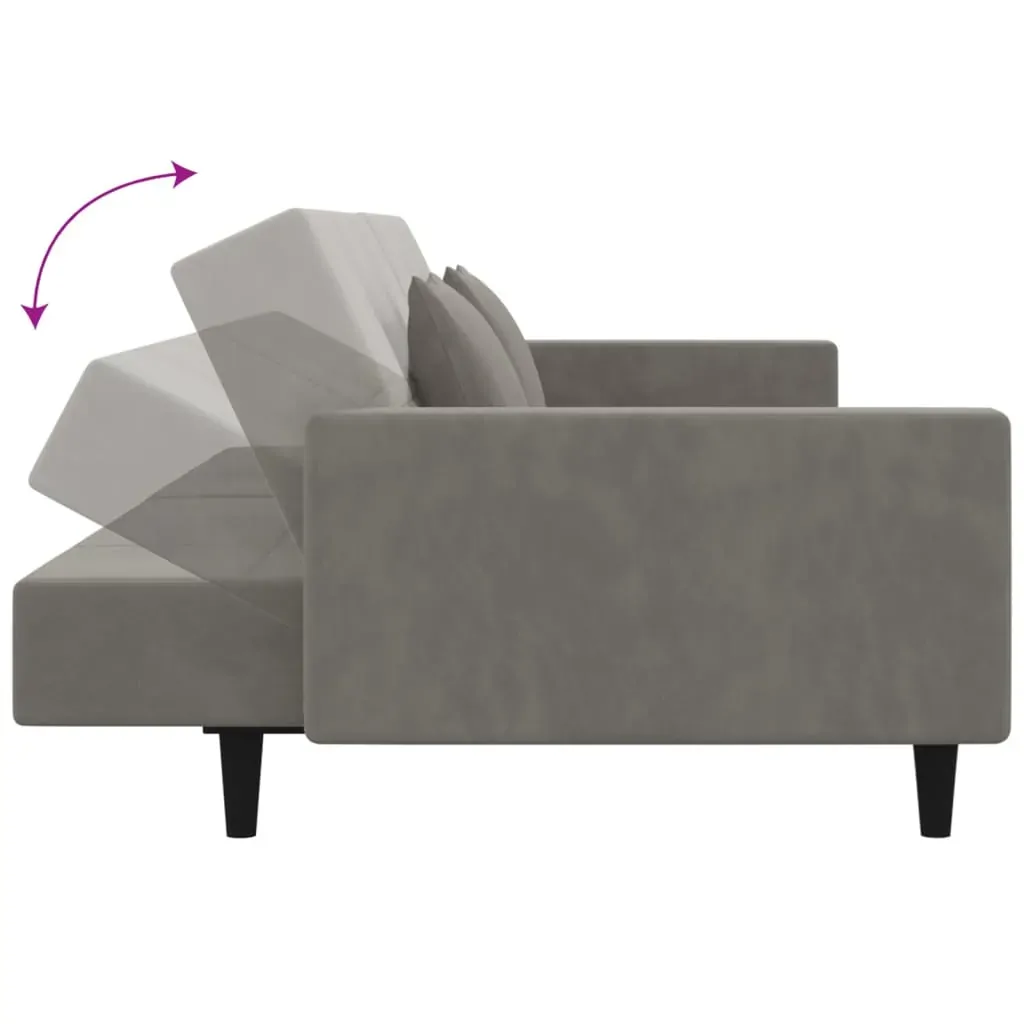 2-Seater Sofa Bed with Two Pillows Light Grey Velvet Price