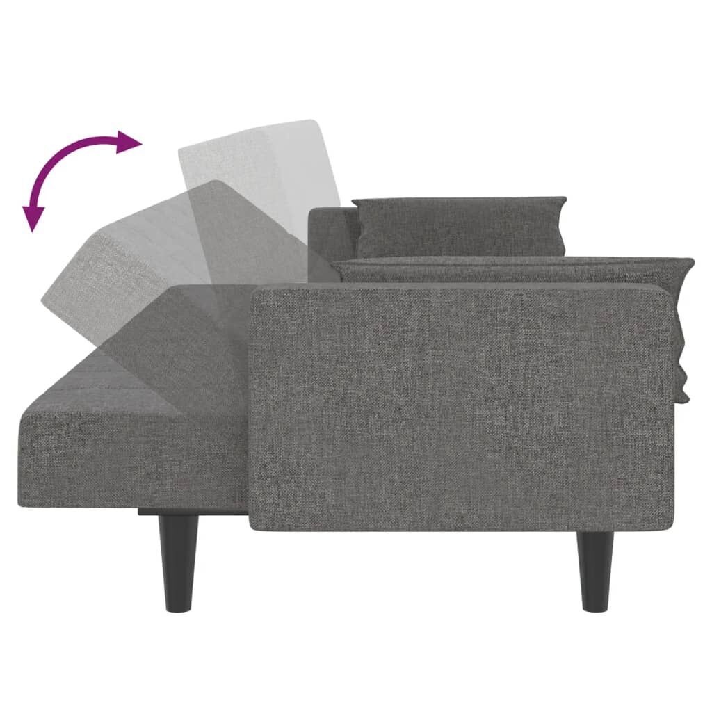 2-Seater Sofa Bed with Two Pillows Light Grey Fabric Price