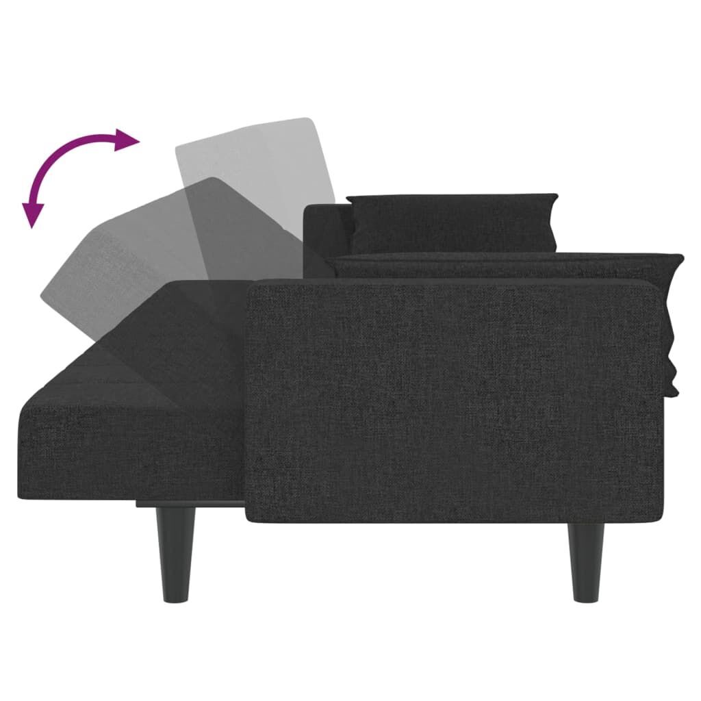 2-Seater Sofa Bed with Two Pillows Black Fabric Price
