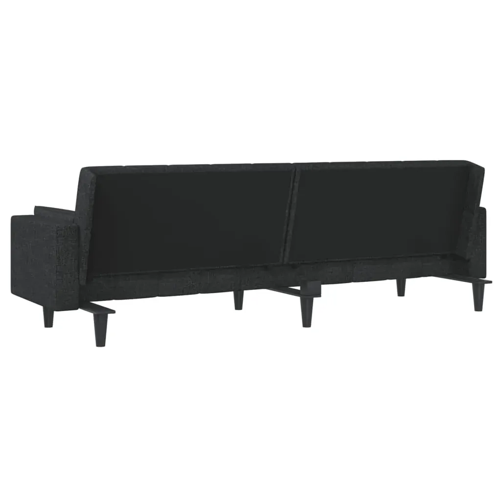 2-Seater Sofa Bed with Two Pillows Black Fabric Price