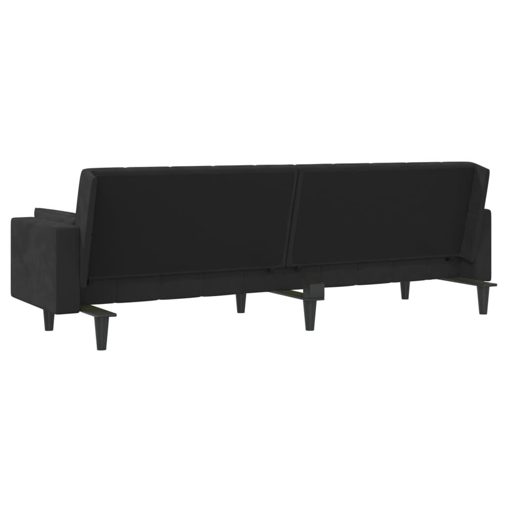 2-Seater Sofa Bed with Two Pillows Black Velvet Price