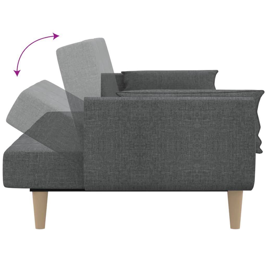 2-Seater Sofa Bed with Two Pillows Light Grey Fabric Price