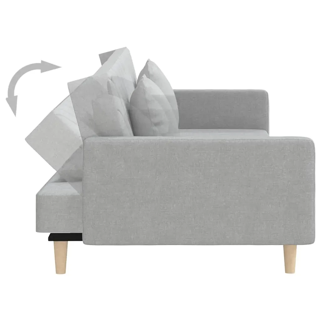 2-Seater Sofa Bed with Two Pillows Light Grey Fabric Price