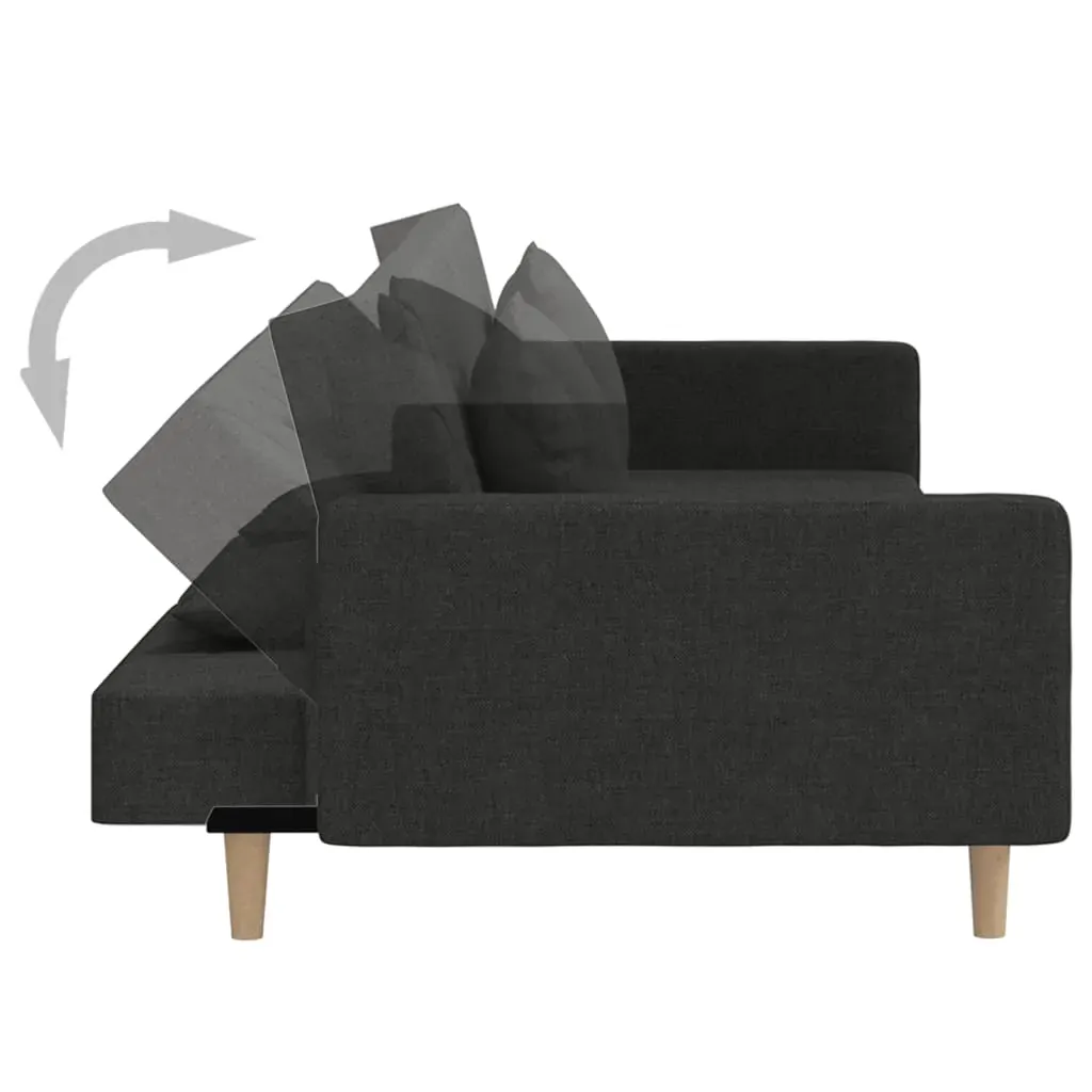 2-Seater Sofa Bed with Two Pillows Black Fabric Price