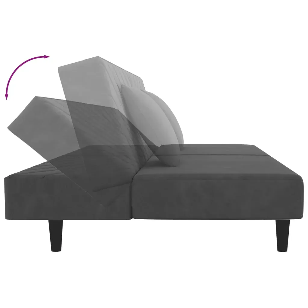 2-Seater Sofa Bed with Two Pillows Dark Grey Velvet Price