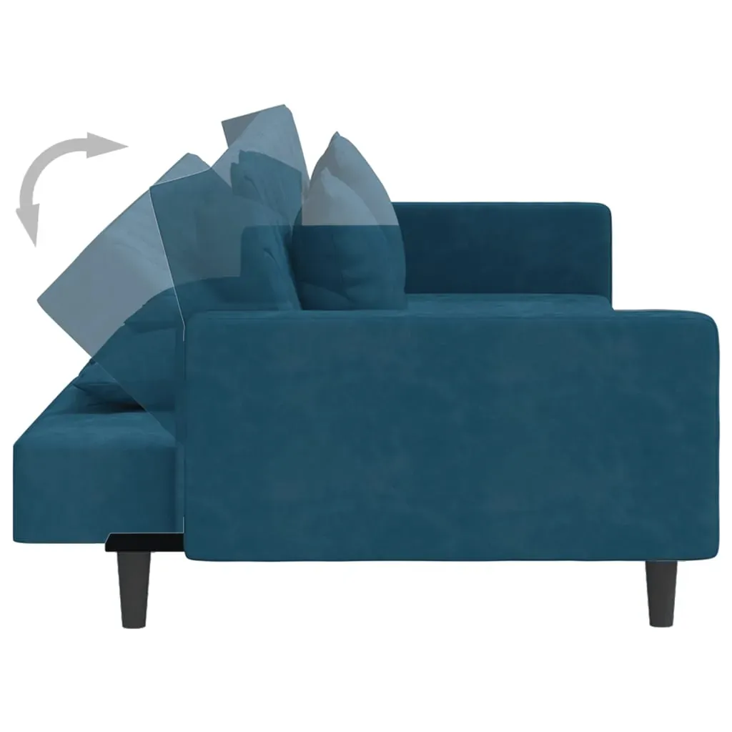 2-Seater Sofa Bed with Two Pillows Blue Velvet Price