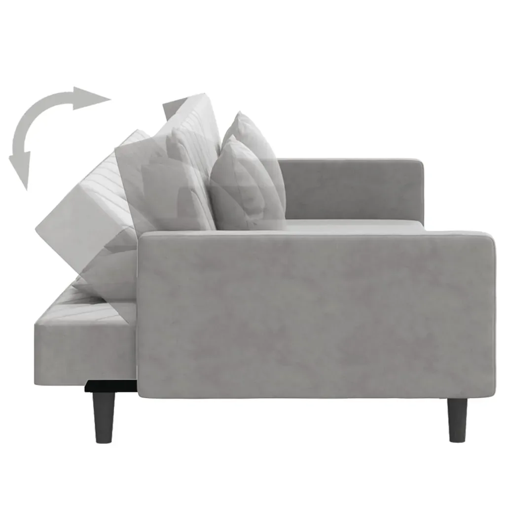 2-Seater Sofa Bed with Two Pillows Light Grey Velvet Price