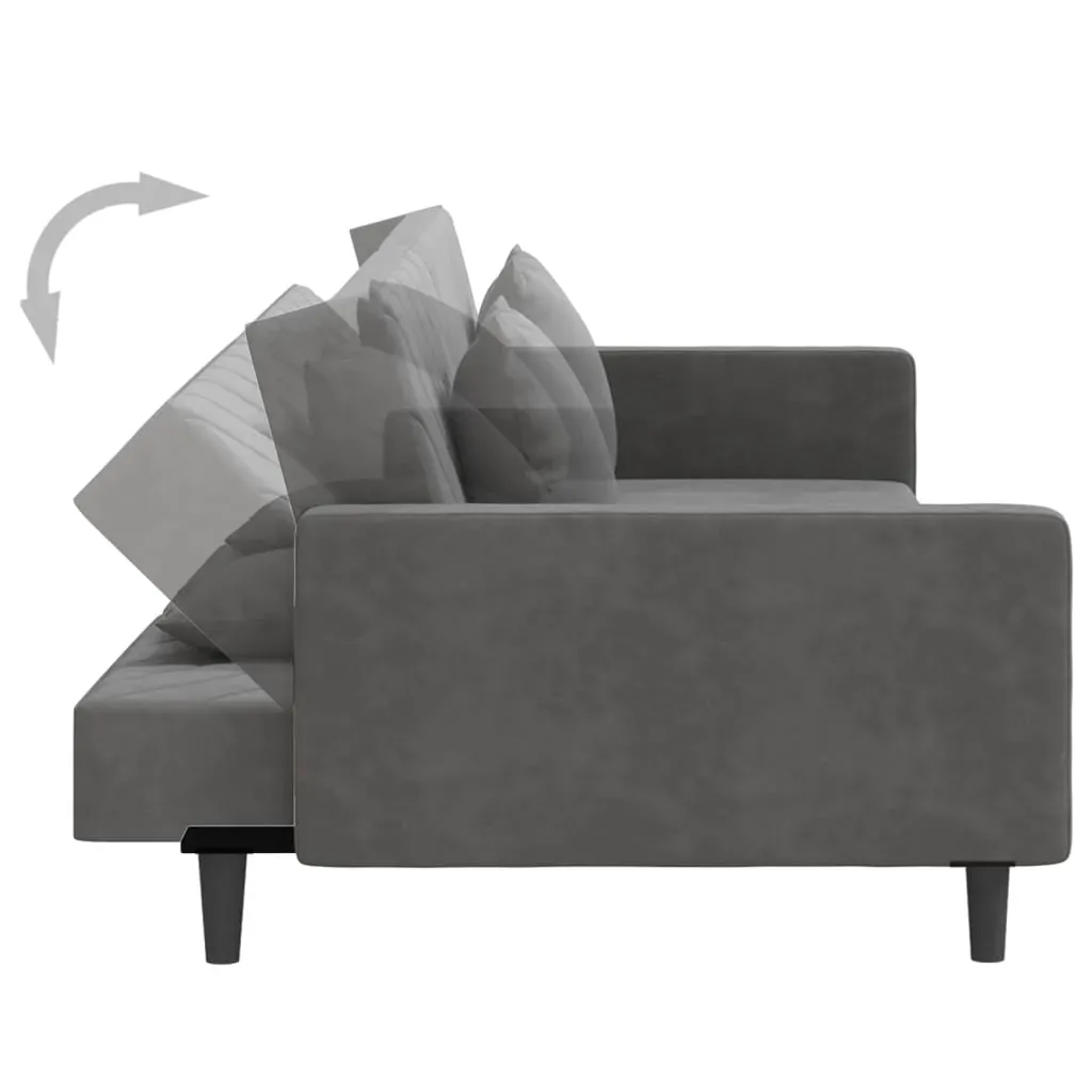 2-Seater Sofa Bed with Two Pillows Dark Grey Velvet Price