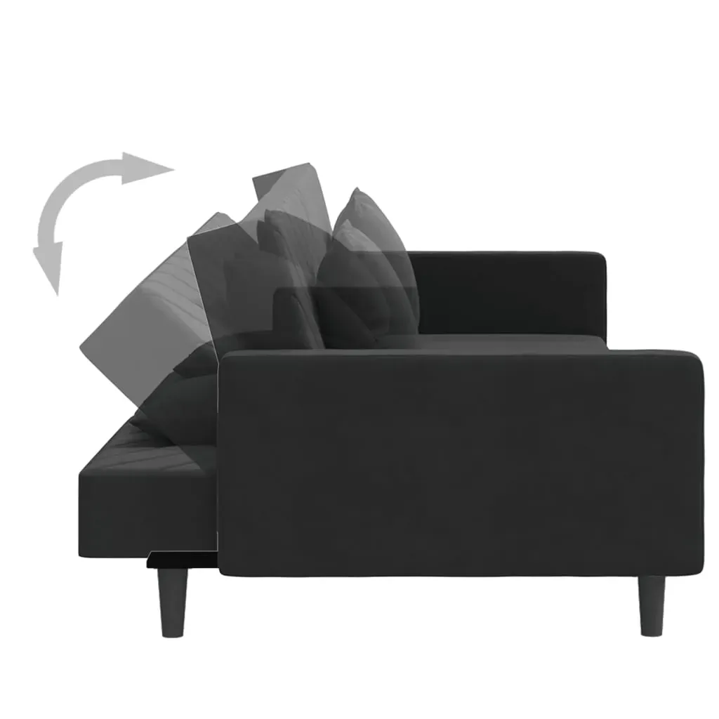 2-Seater Sofa Bed with Two Pillows Black Velvet Price