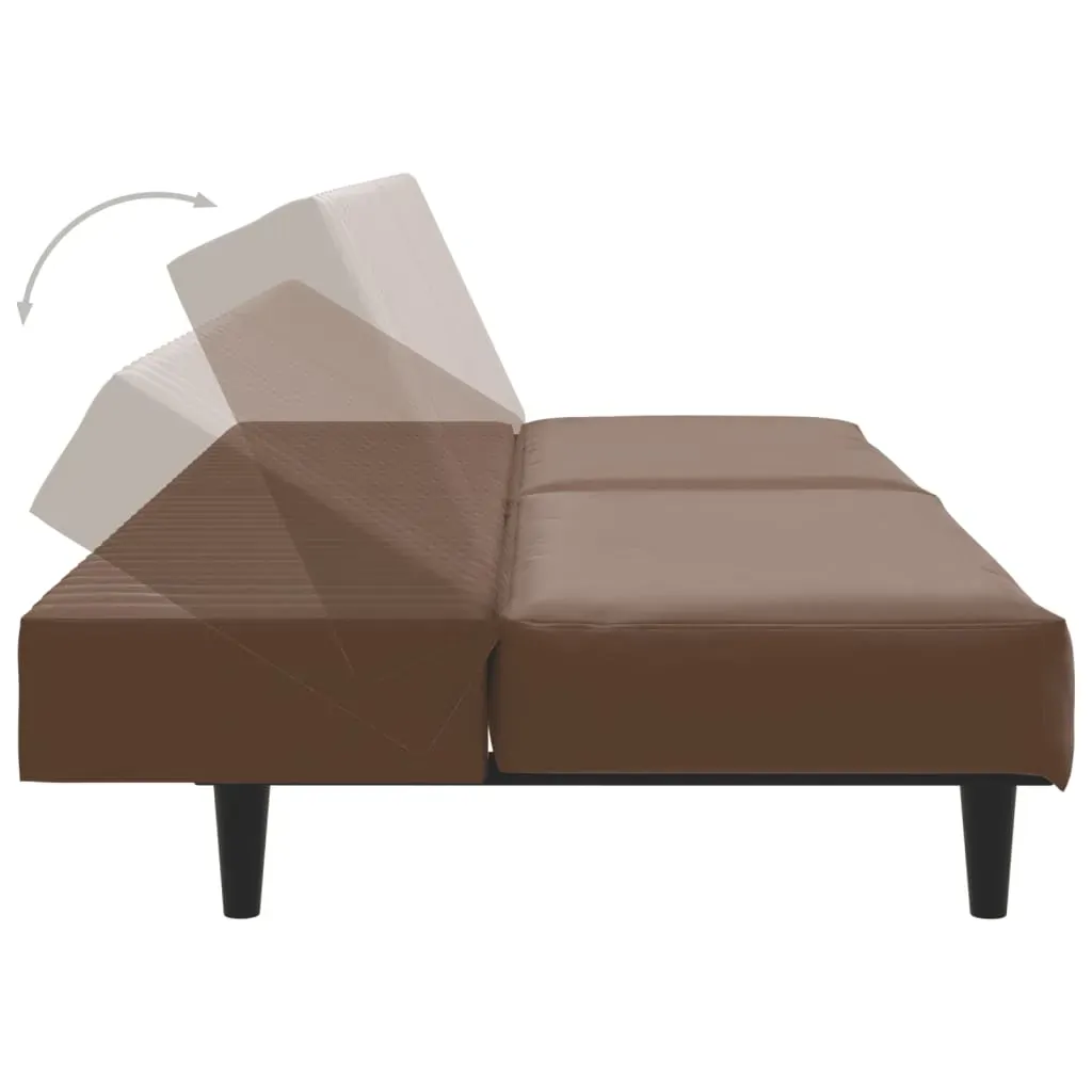 2-Seater Sofa Bed Brown Faux Leather Price