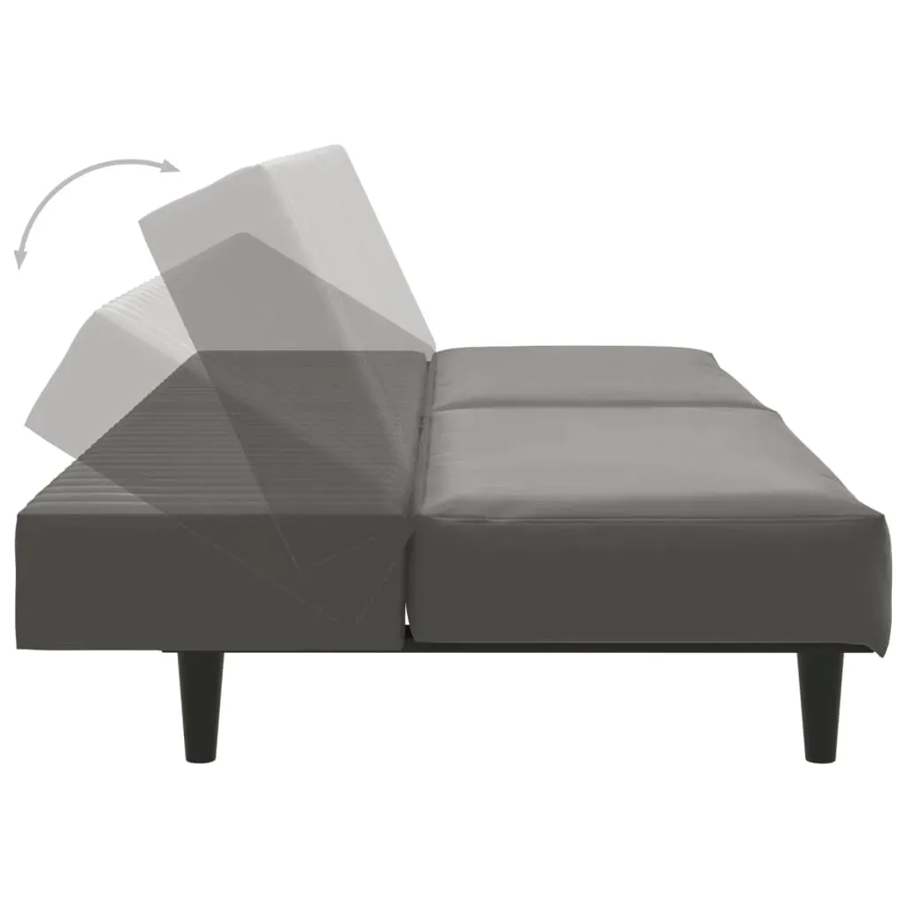2-Seater Sofa Bed Grey Faux Leather Price