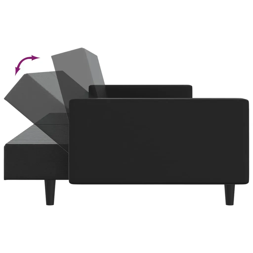 2-Seater Sofa Bed Black Faux Leather Price