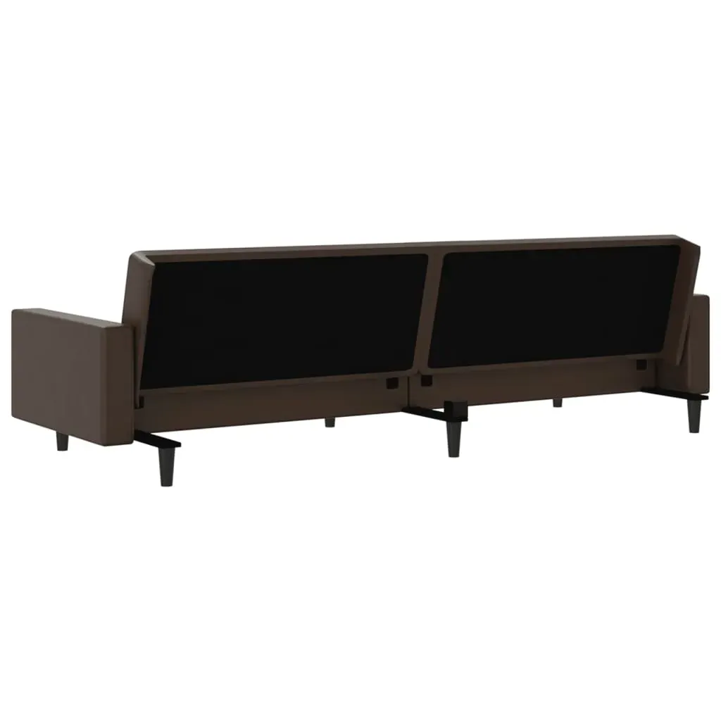 2-Seater Sofa Bed Brown Faux Leather Price