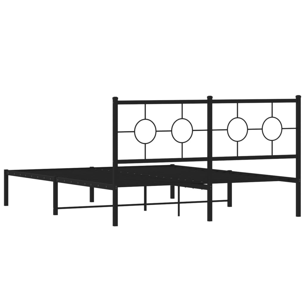 Metal Bed Frame without Mattress with Headboard Black 150x200 cm Price