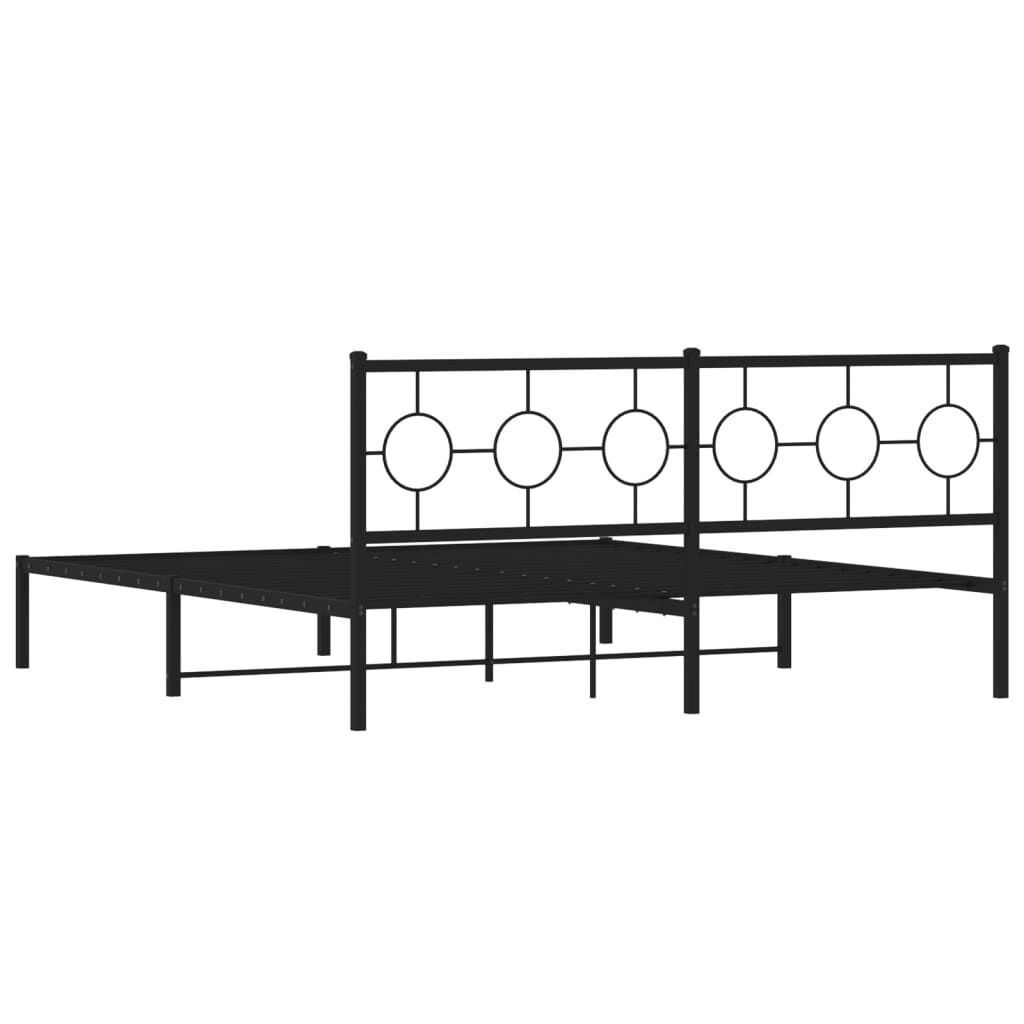 Metal Bed Frame without Mattress with Headboard Black 183x203 cm King Price