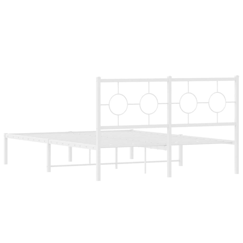 Metal Bed Frame without Mattress with Headboard White 135x190 cm Price