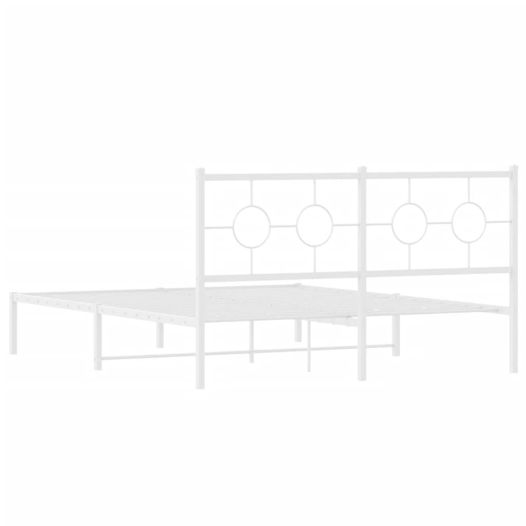 Metal Bed Frame without Mattress with Headboard White 150x200 cm Price