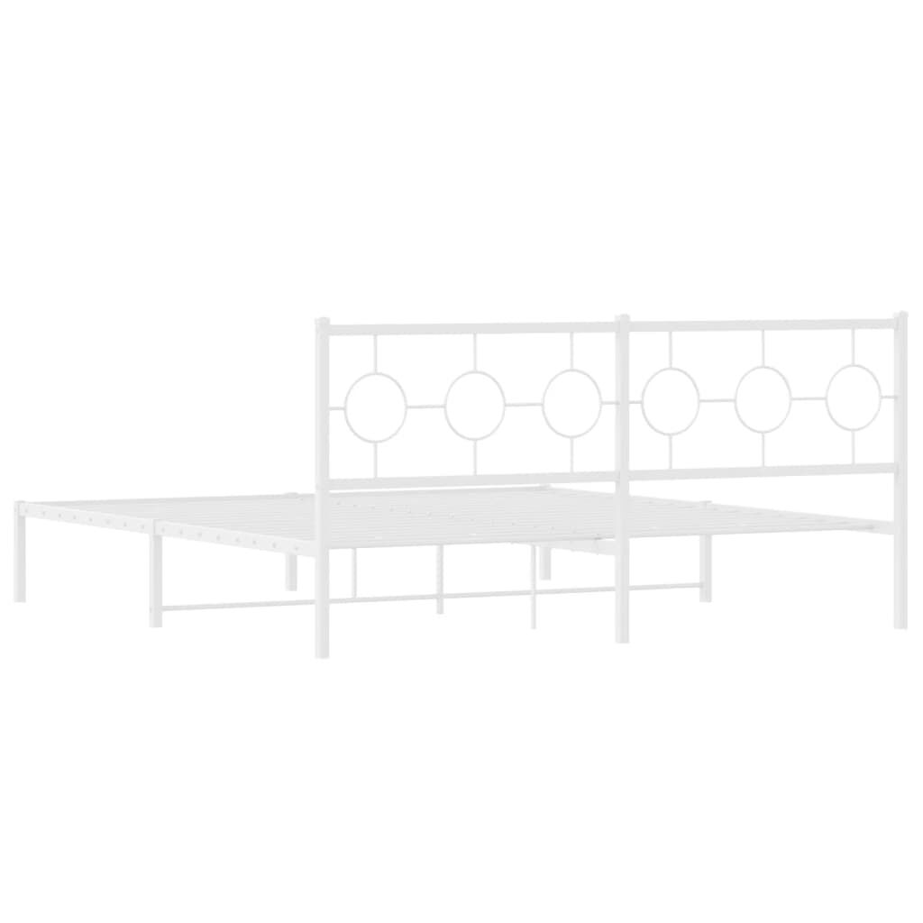 Metal Bed Frame without Mattress with Headboard White 183x203 cm King Price