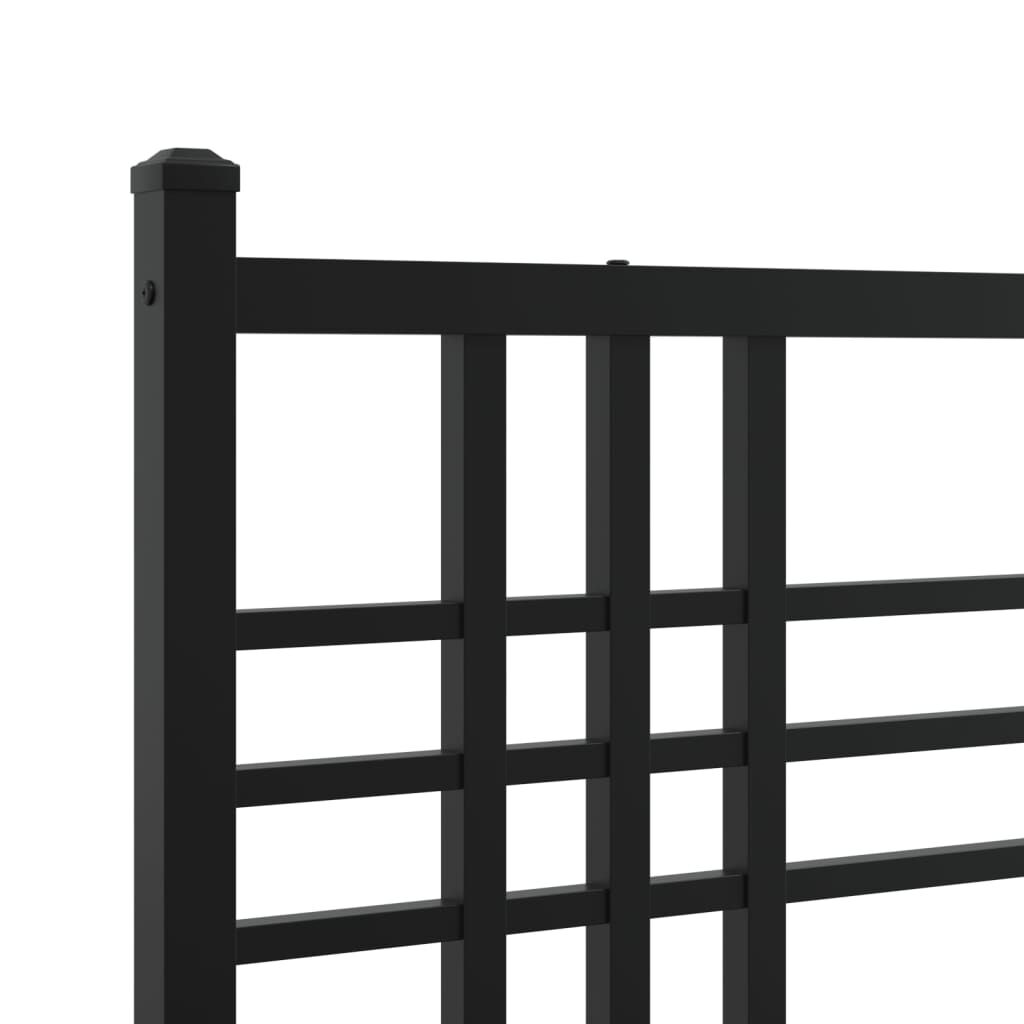 Metal Bed Frame without Mattress with Headboard Black 150x200 cm Price