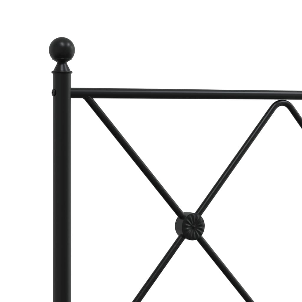 Metal Bed Frame without Mattress with Headboard Black 135x190 cm Price