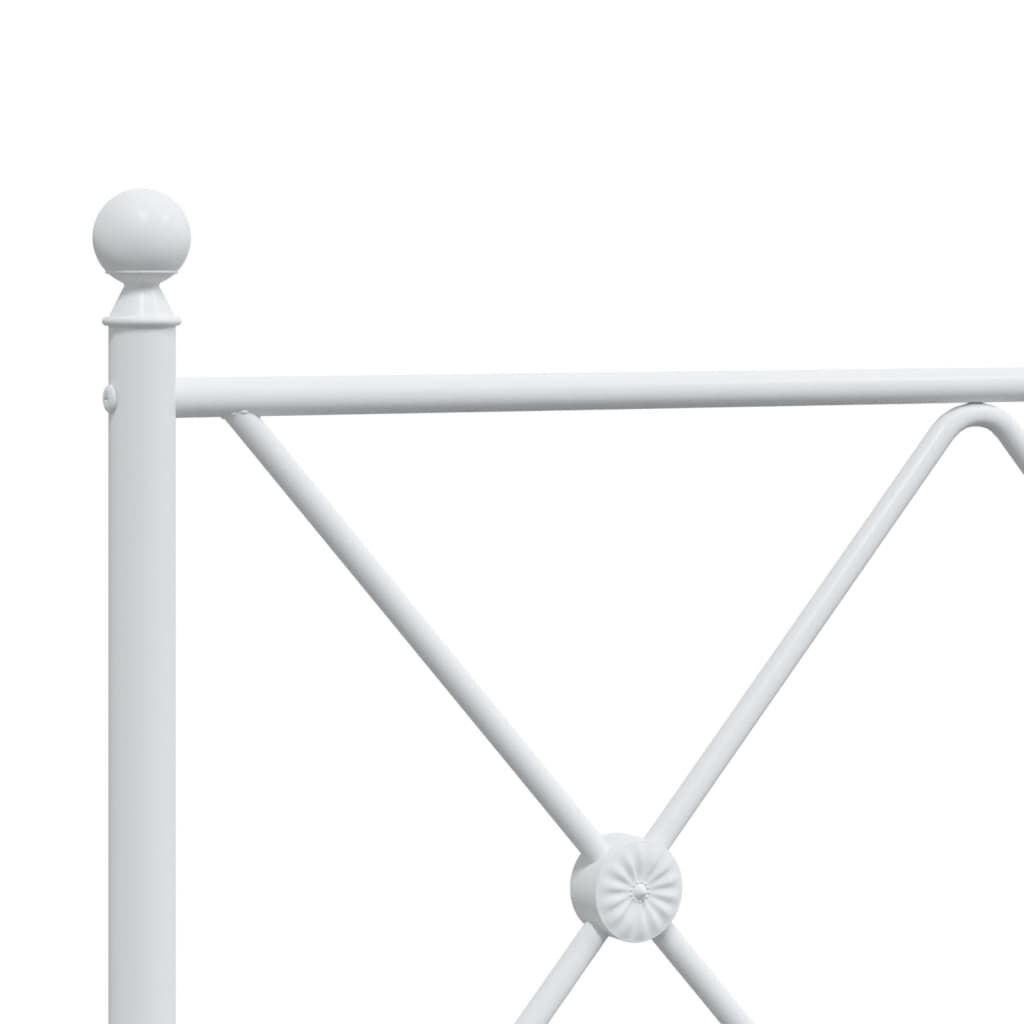 Metal Bed Frame without Mattress with Headboard White 135x190 cm Price
