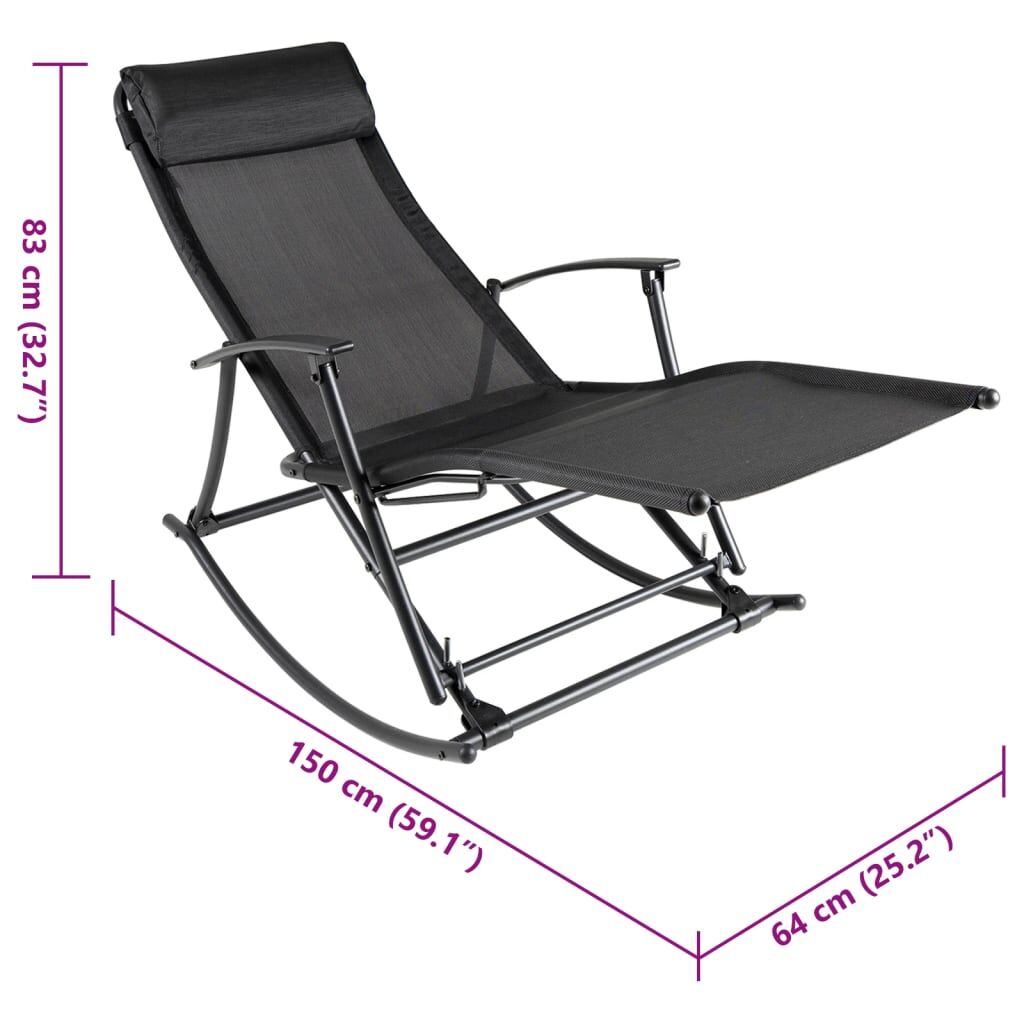 Garden Rocking Chair Steel and Textilene Black Price