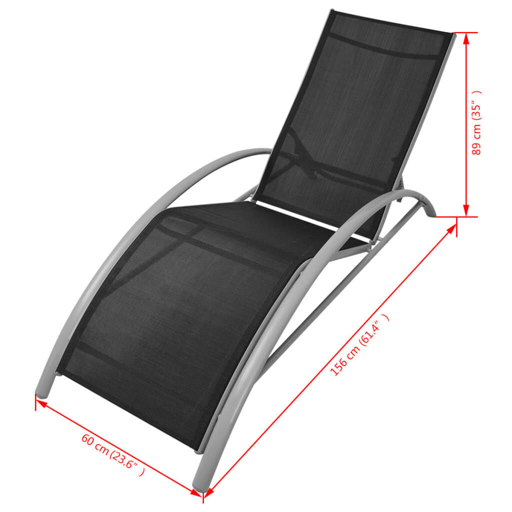 Sun Loungers with Umbrella Aluminium Black Price
