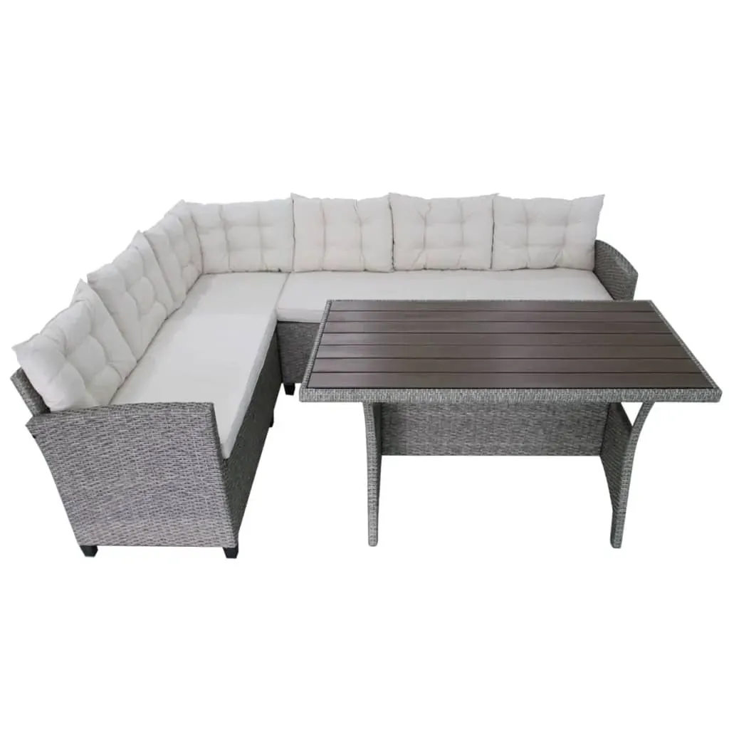 3 Piece Garden Lounge Set with Cushions Poly Rattan Grey Price