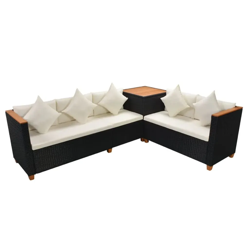 7 Piece Garden Lounge Set with Cushions Poly Rattan Black Price