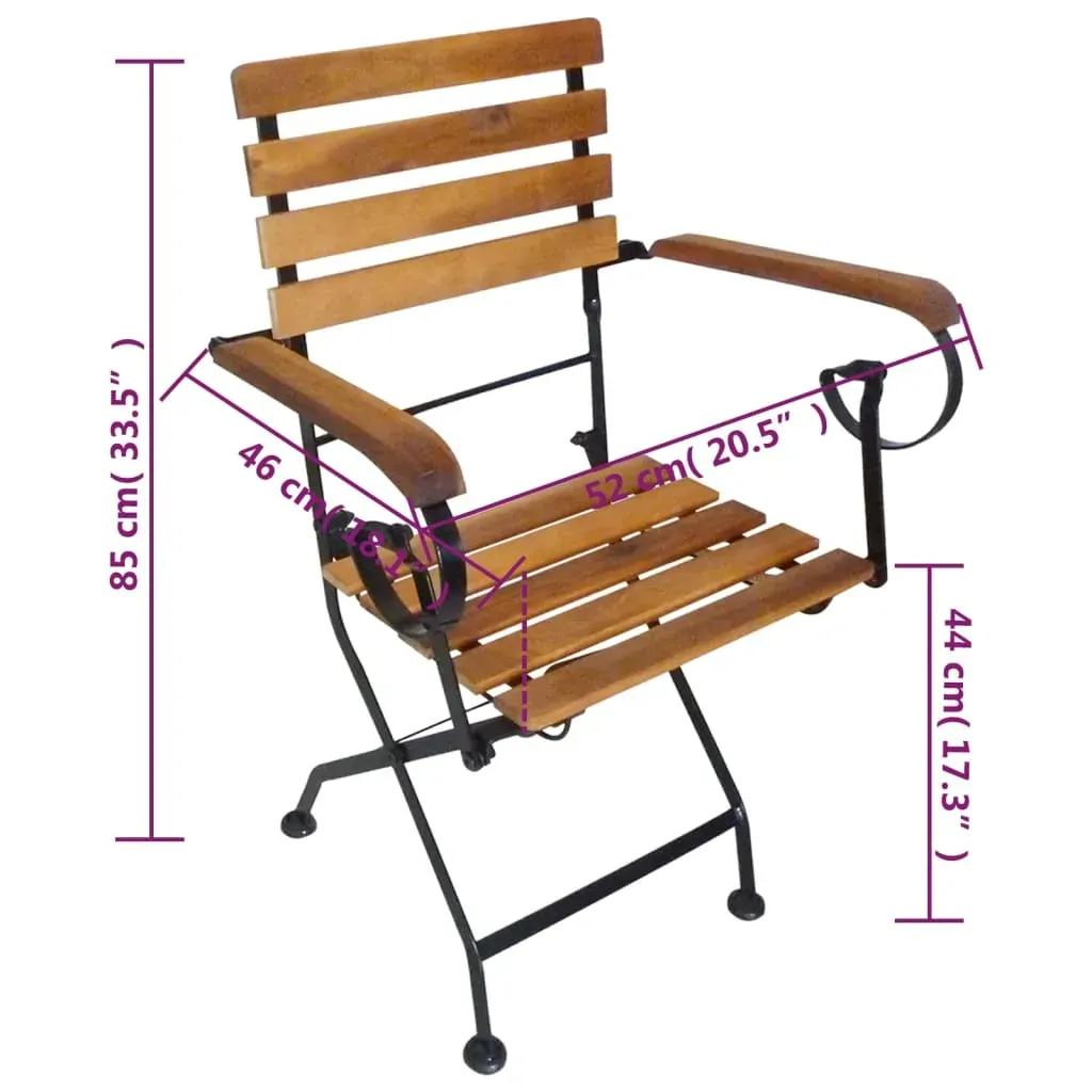 Folding Garden Chairs 2 pcs Steel and Solid Acacia Wood Price