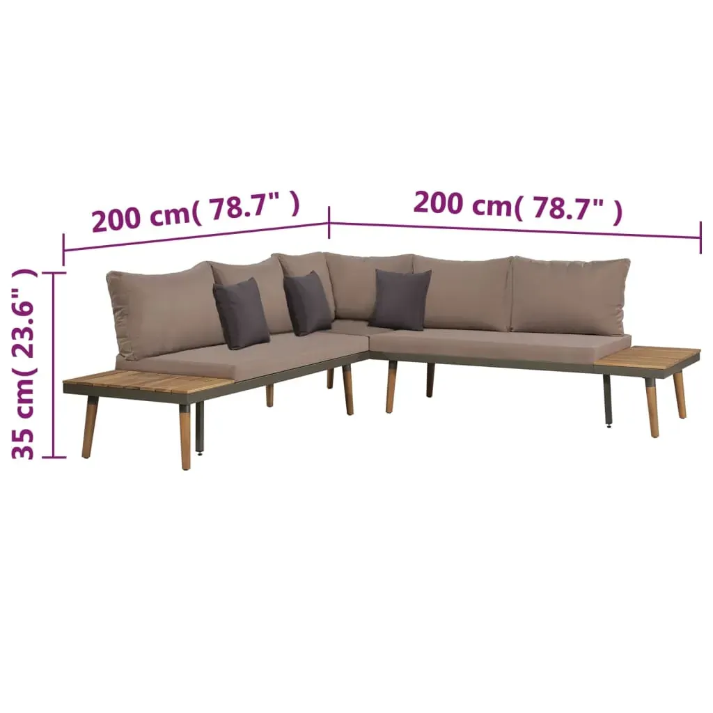 4 Piece Garden Lounge Set with Cushions Solid Acacia Wood Brown Price
