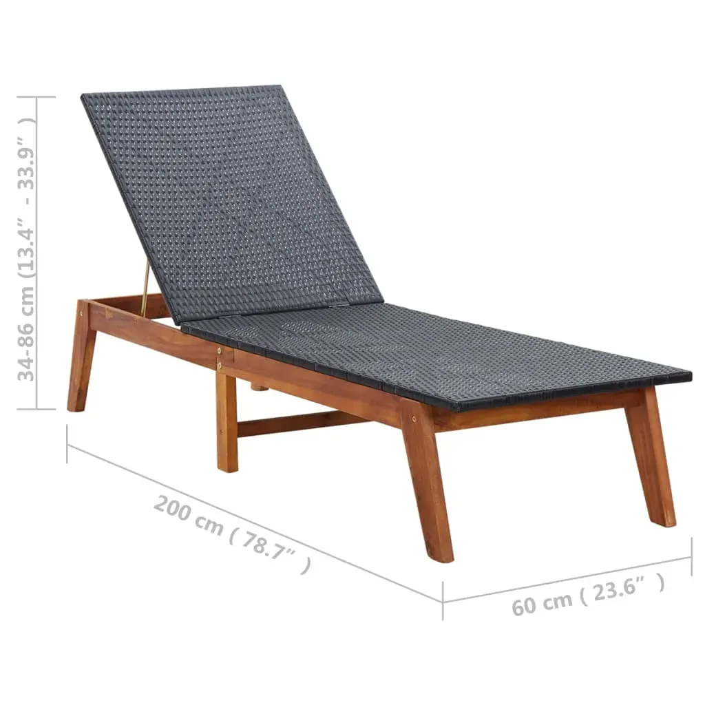Sun Lounger Poly Rattan and Solid Acacia Wood Price