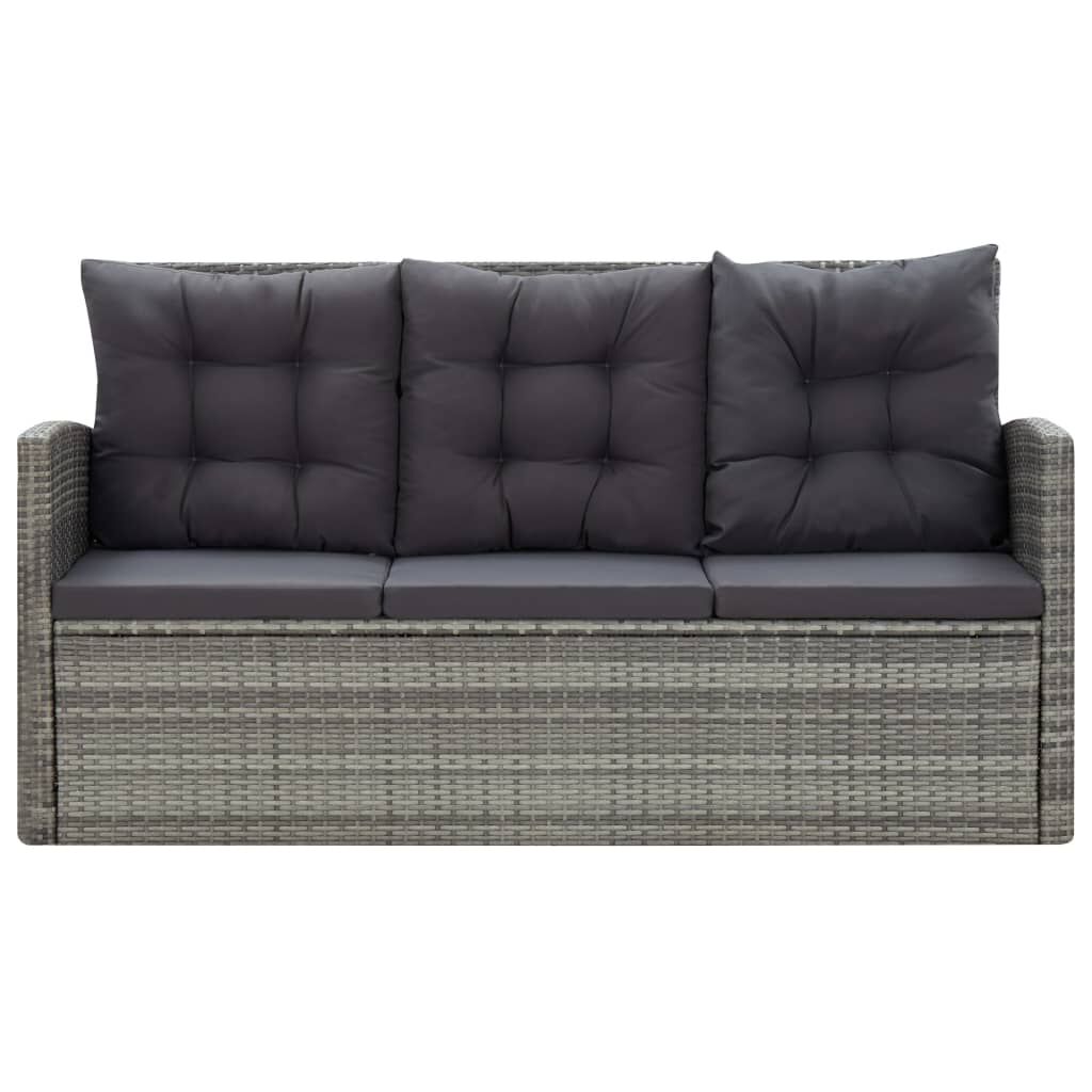 5 Piece Outdoor Dining Set with Cushions Poly Rattan Grey Price