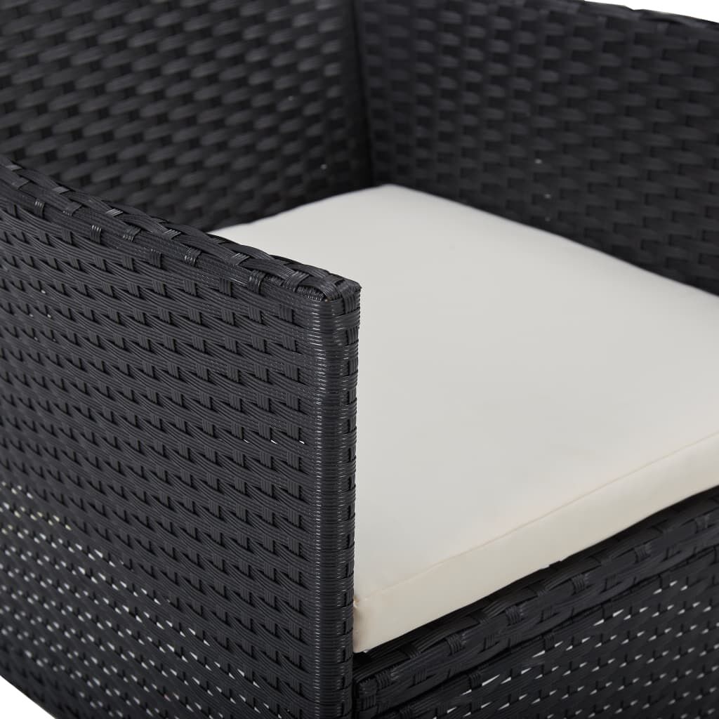 5 Piece Outdoor Dining Set Black Poly Rattan and Glass Price