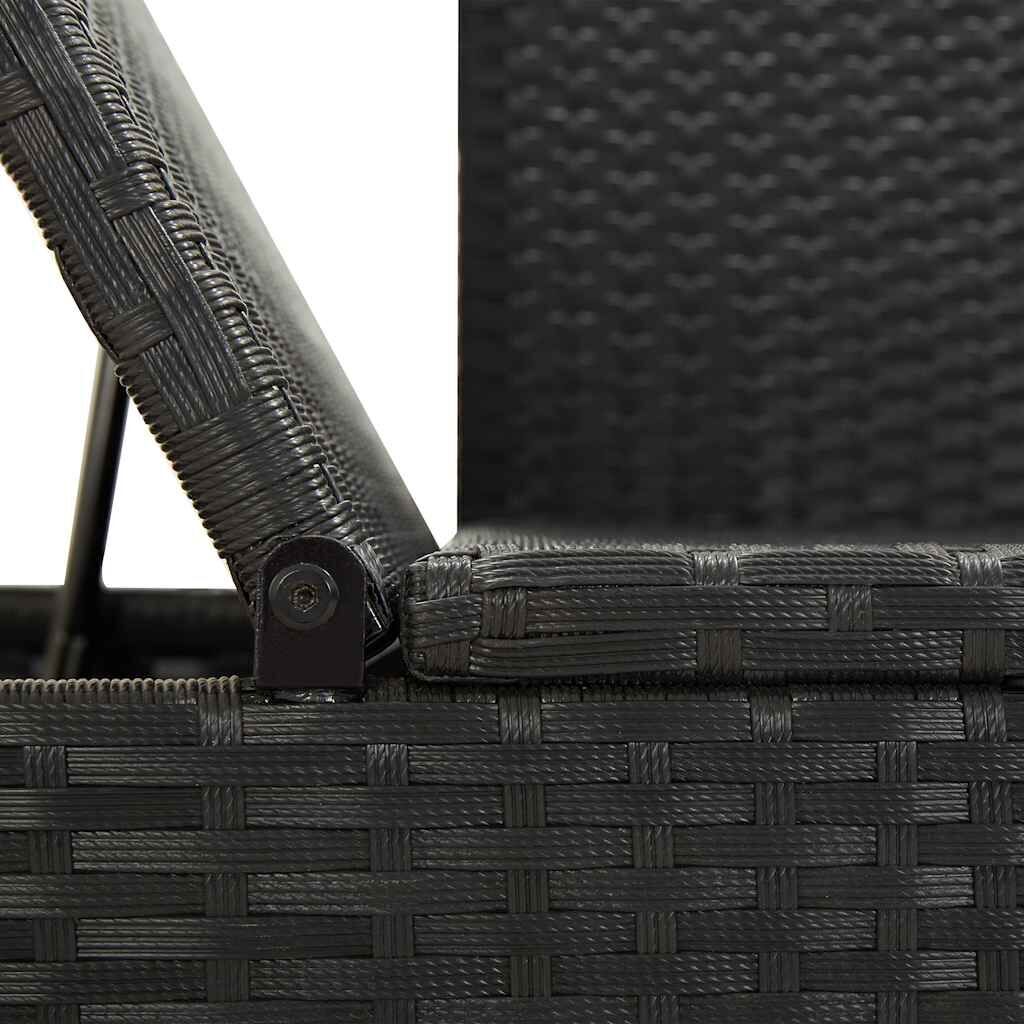 Sun Bed with Cushions Poly Rattan Black Price