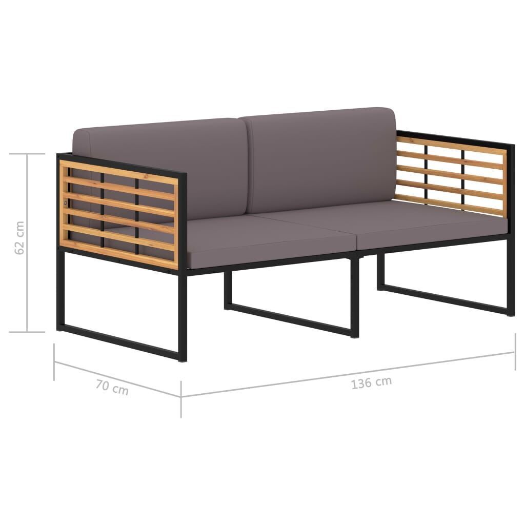 Garden Bench with Cushions 136 cm Solid Acacia Wood Dark Grey Price