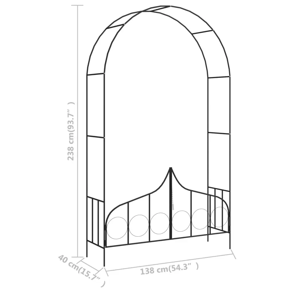 Garden Arch with Gate Black 138x40x238 cm Iron Price