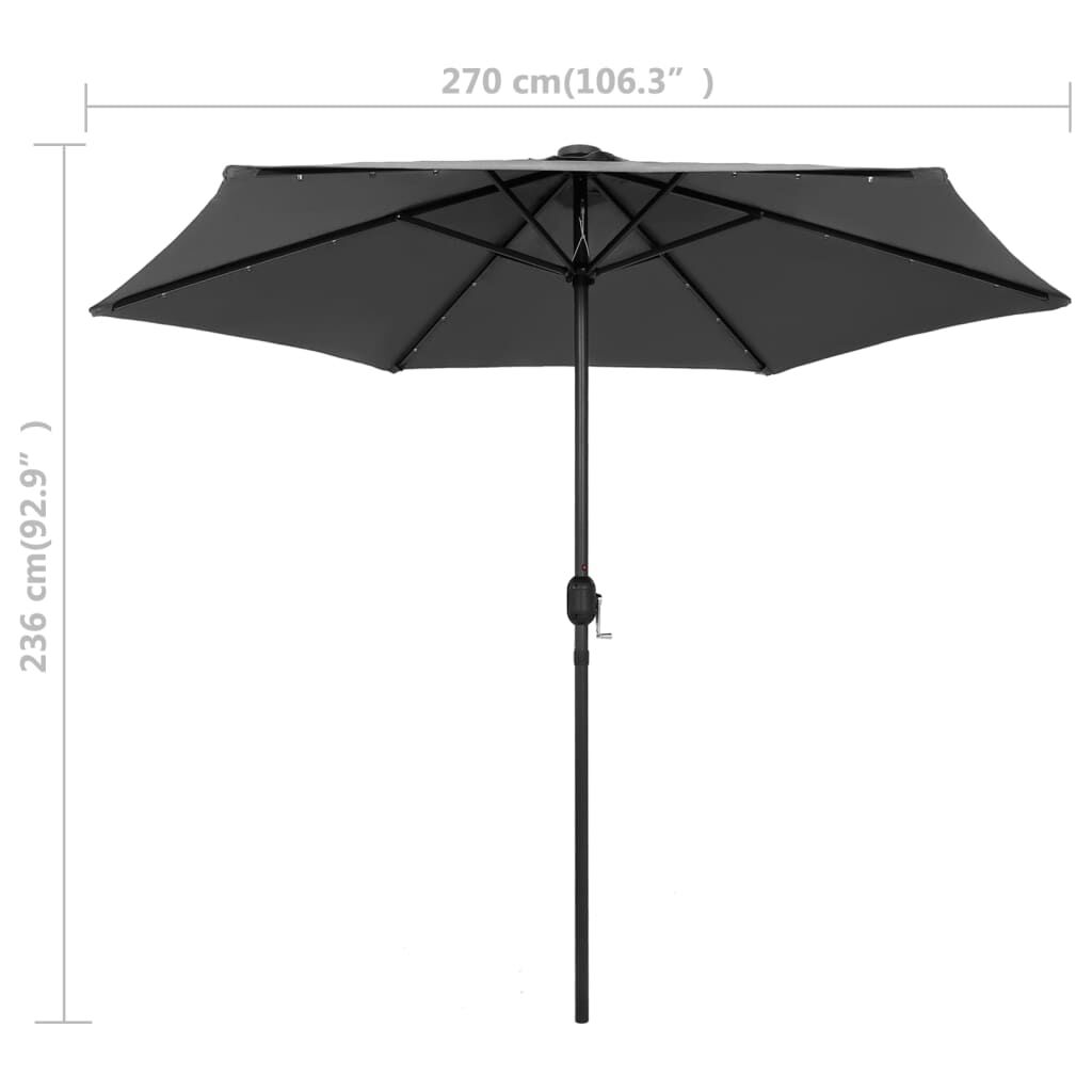 Garden Parasol with LED Lights&Aluminium Pole 270 cm Anthracite Price