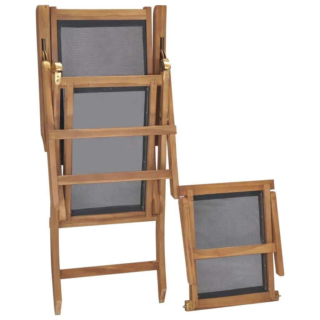Deck Chair with Footrest Solid Teak Wood Black Price