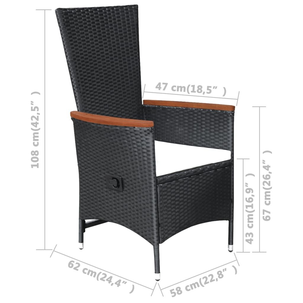 9 Piece Outdoor Dining Set with Cushions Poly Rattan Black Price