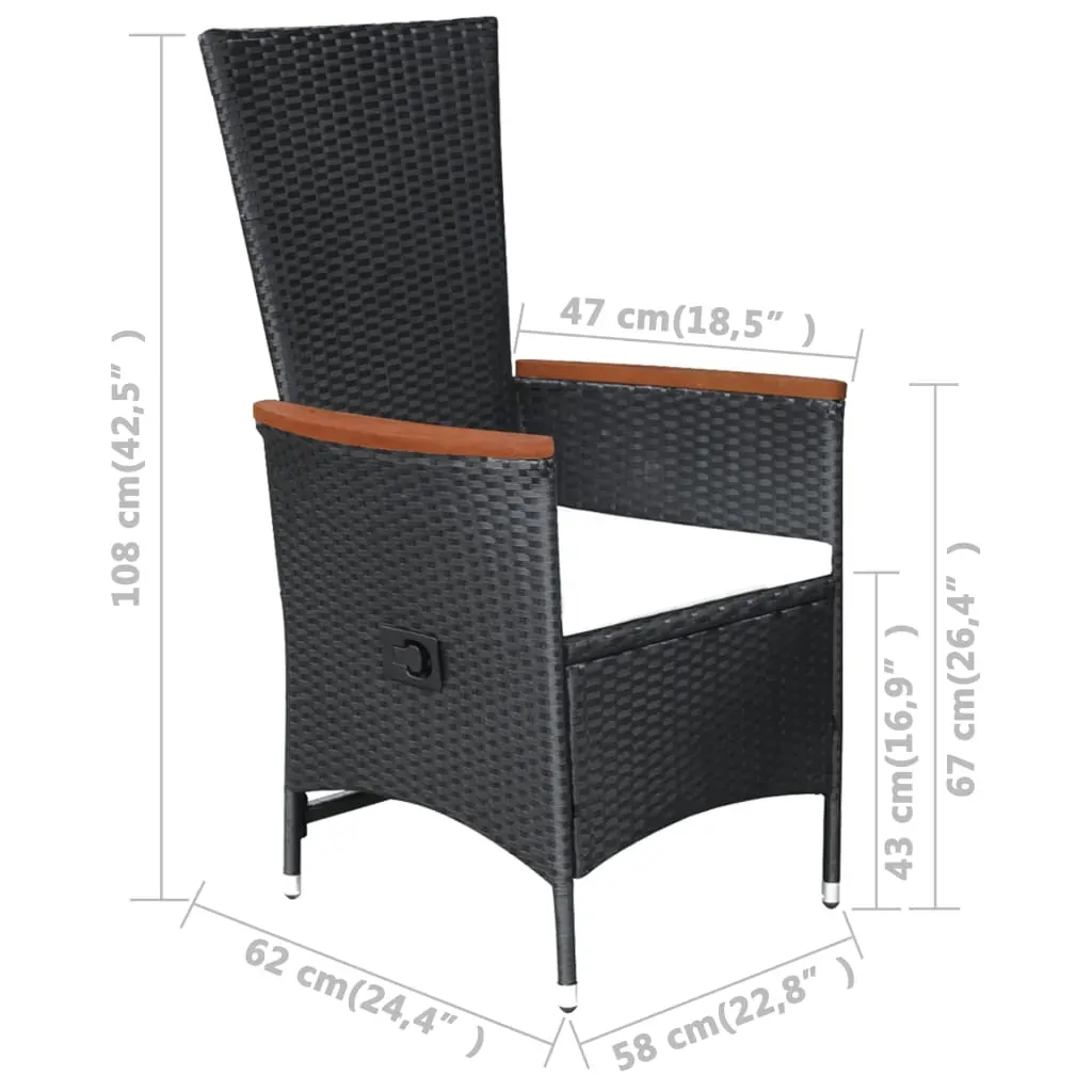 9 Piece Outdoor Dining Set with Cushions Poly Rattan Black Price
