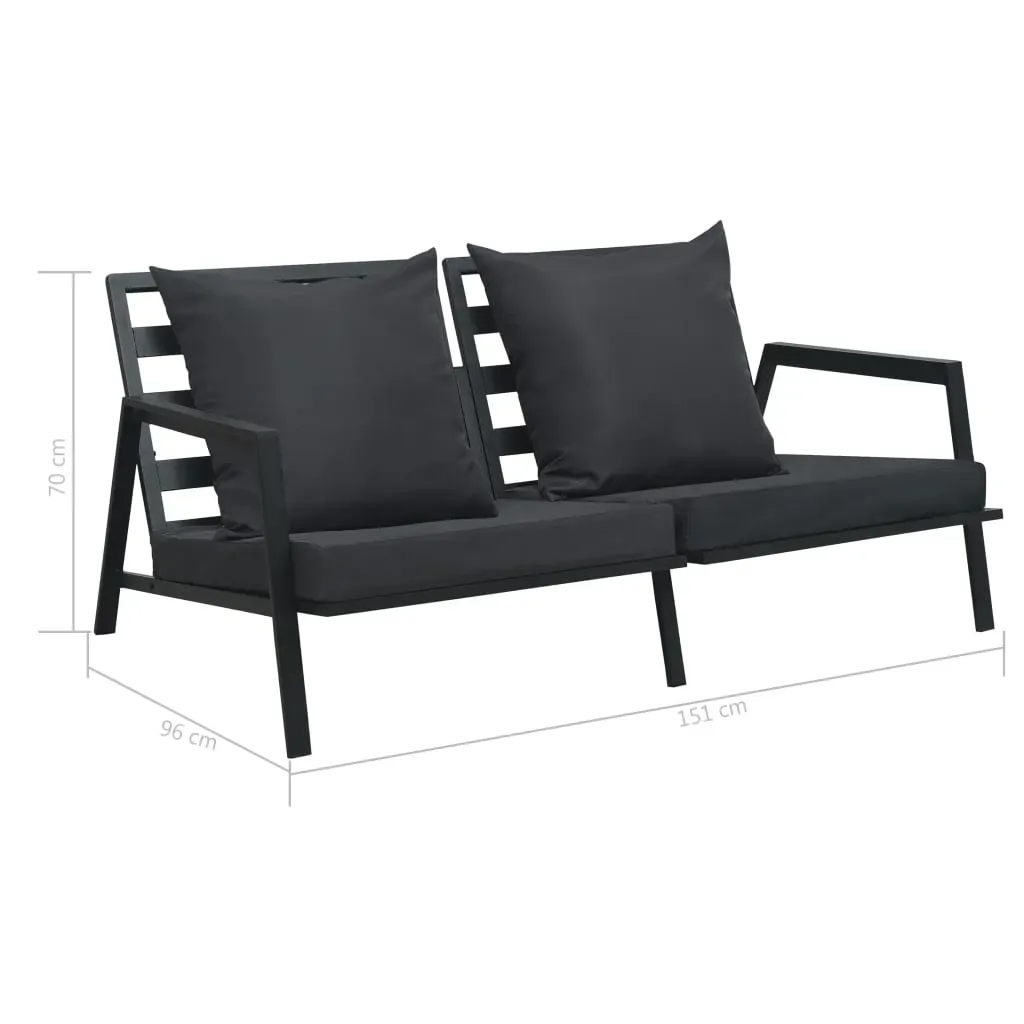 Garden 2-Seater Sofa with Cushions Dark Grey Aluminium Price