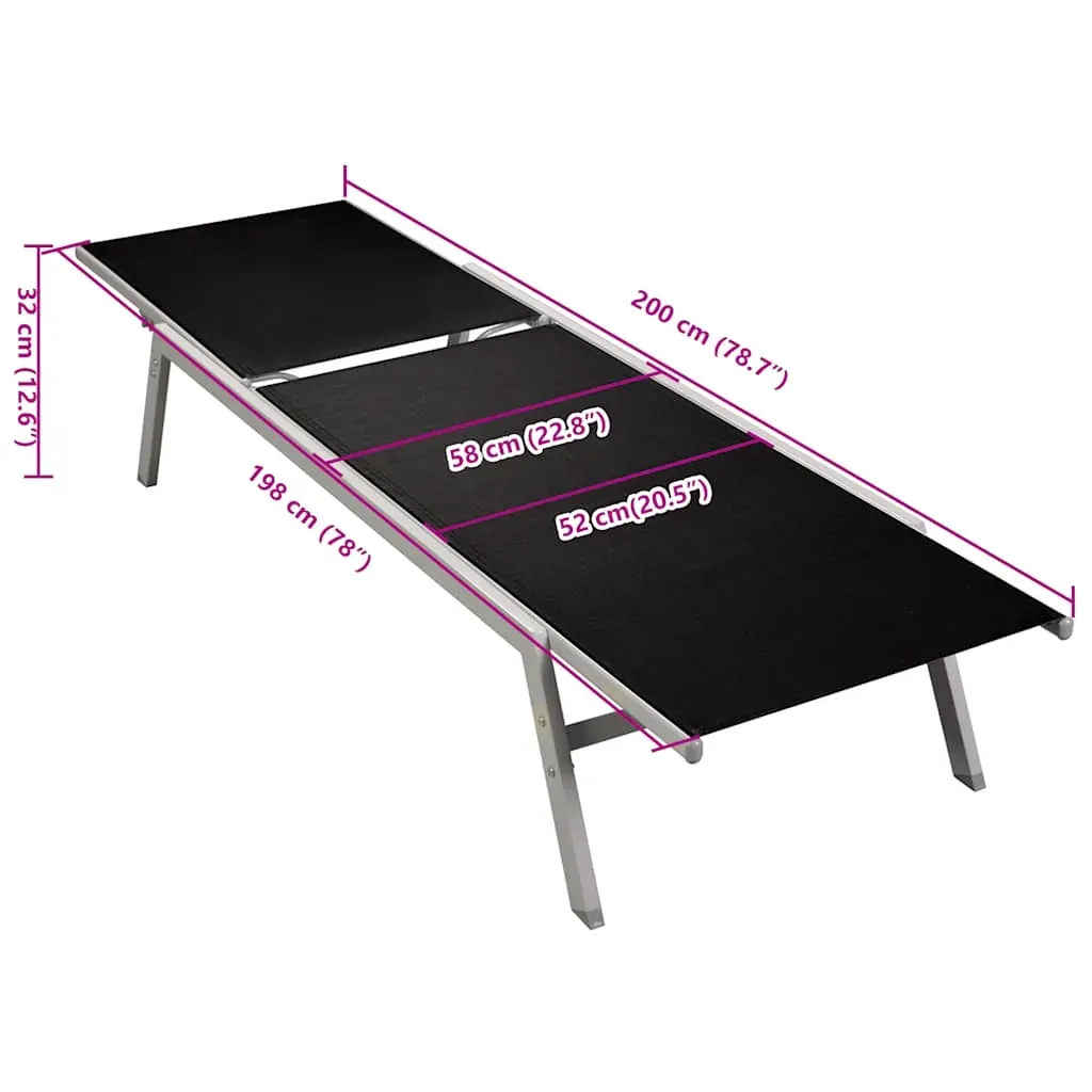 Sun Lounger Steel and Textilene Black Price
