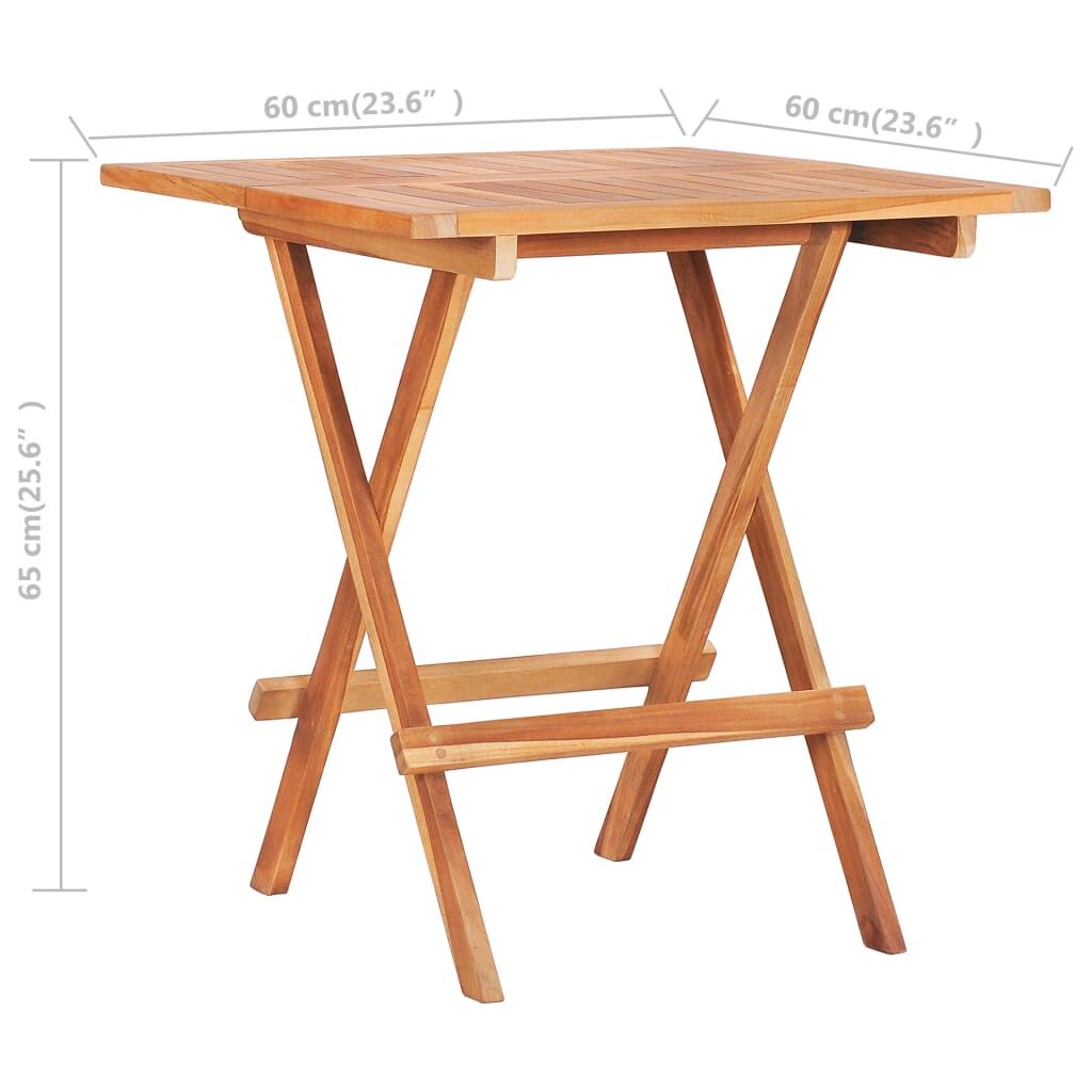 Folding Bistro Table 60x60x65 cm Solid Teak Wood Price