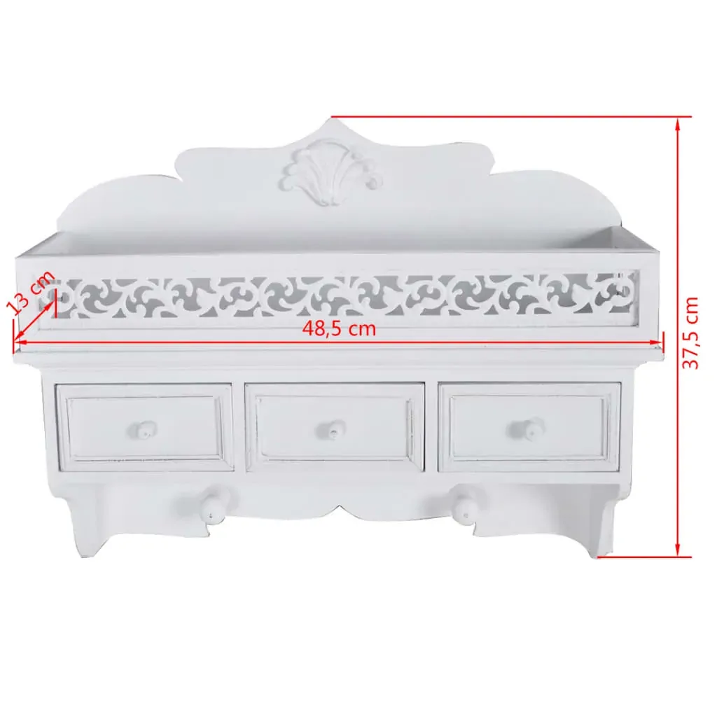 Wall Shelf/Peg with 3 Drawers 2 Hooks Price