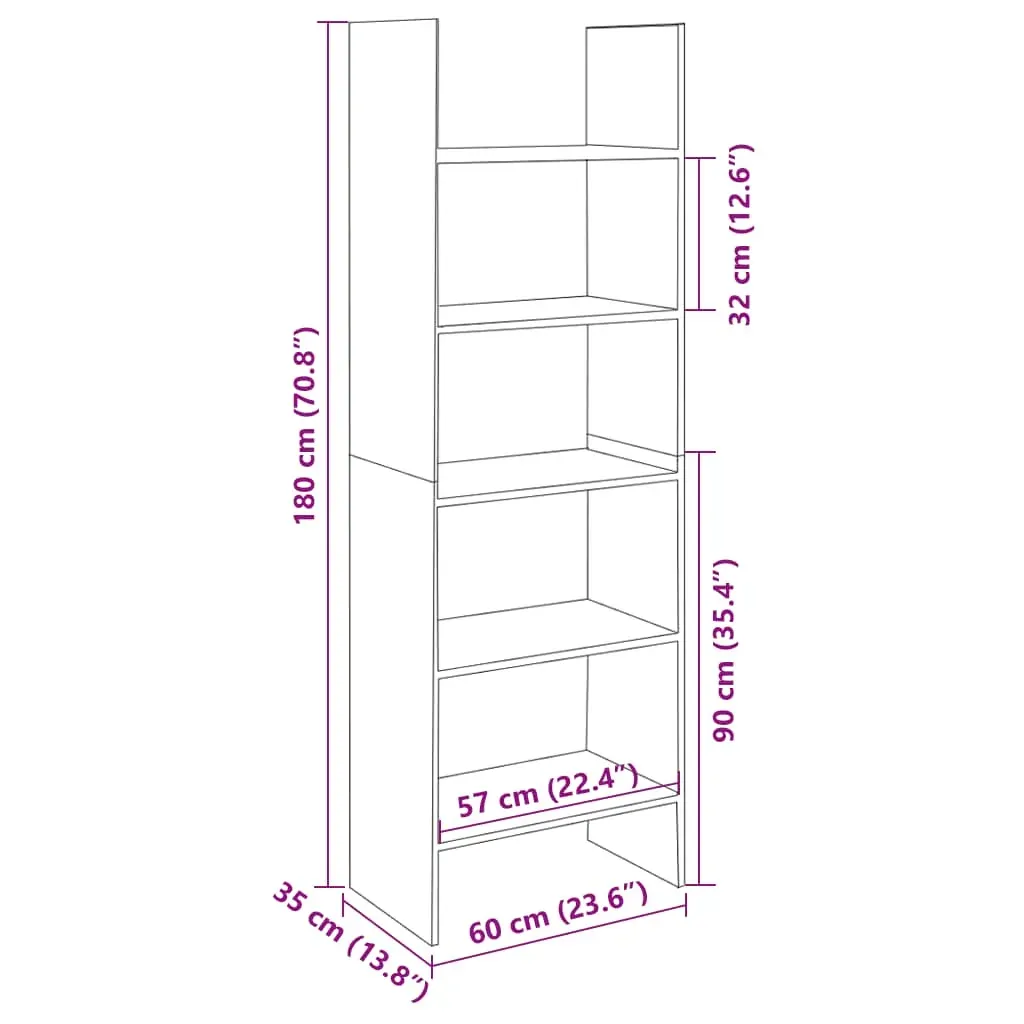 Book Cabinet Concrete Grey 60x35x180 cm Engineered Wood Price